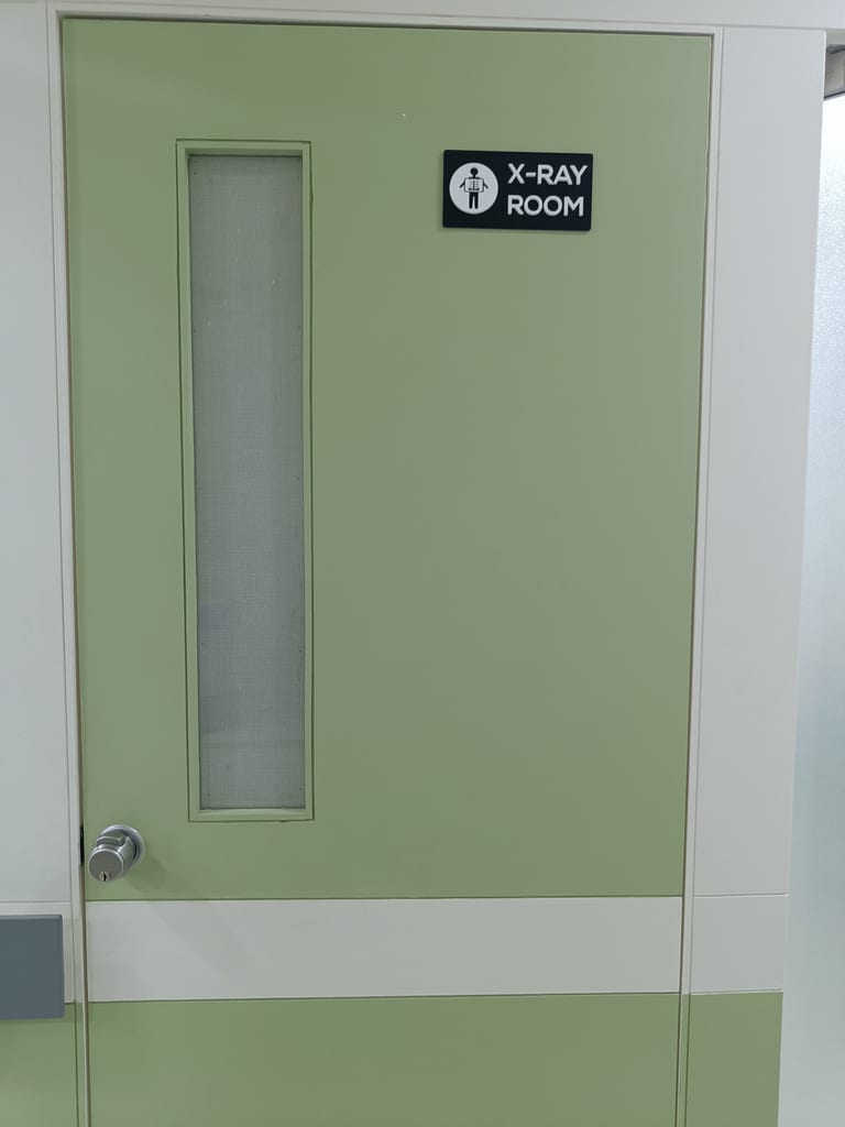 Digital X-ray room door entrance at Osteon Orthopedic Hospital, Pimple Saudagar, Pune
